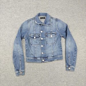 Black Orchid Jacket Womens XS Blue Cropped Denim Button Front Thunder Struck